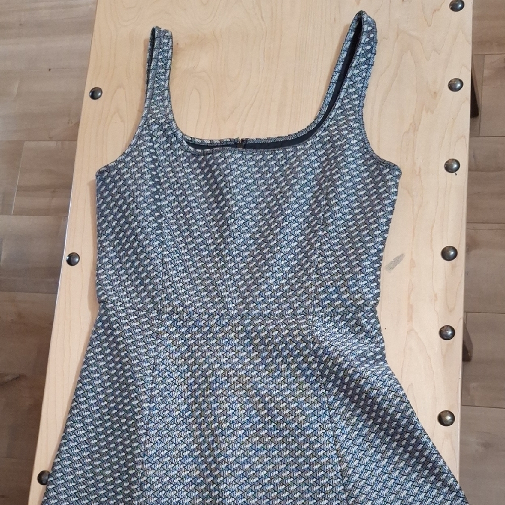 Chic Blue and Gray Patterned Dress
